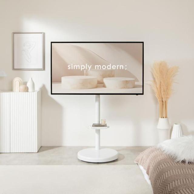 キャスター付き多機能テレビスタンド　レビスタンド　テレビ台　ボード　壁寄せ　ｔｖ　壁掛け　キャスター付き形　丸型　収納付き_1