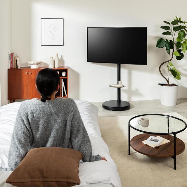 キャスター付き多機能テレビスタンド　レビスタンド　テレビ台　ボード　壁寄せ　ｔｖ　壁掛け　キャスター付き形　丸型　収納付き_4