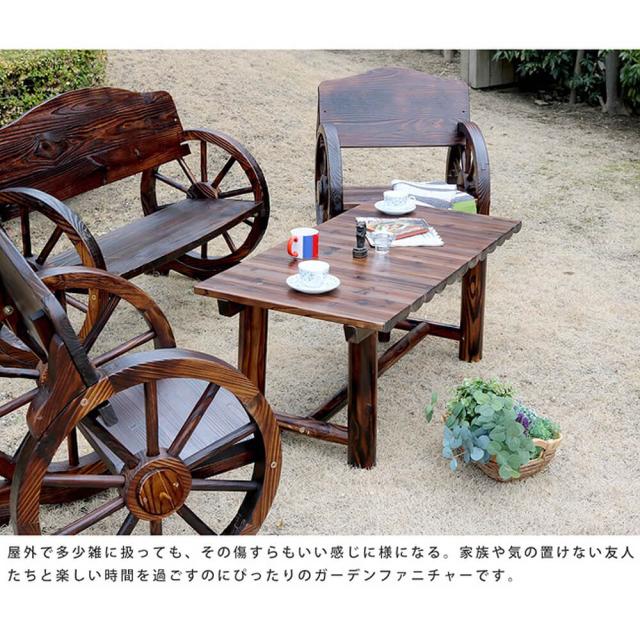 焼杉テーブル　簡単組立　天然木　木製　ガーデンテーブル　ローテーブル　モダン　送料無料_7