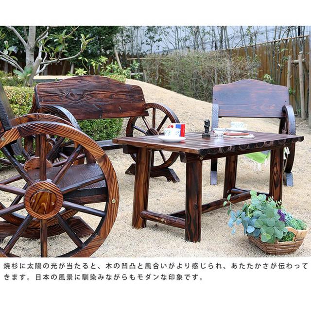 焼杉テーブル　簡単組立　天然木　木製　ガーデンテーブル　ローテーブル　モダン　送料無料_9