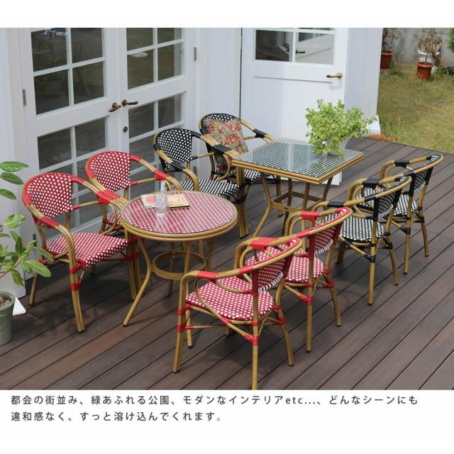スクエアテーブル３点セット　簡単組立　カフェ　テラス　庭　椅子　アンティーク　インテリア　家具　送料無料_7