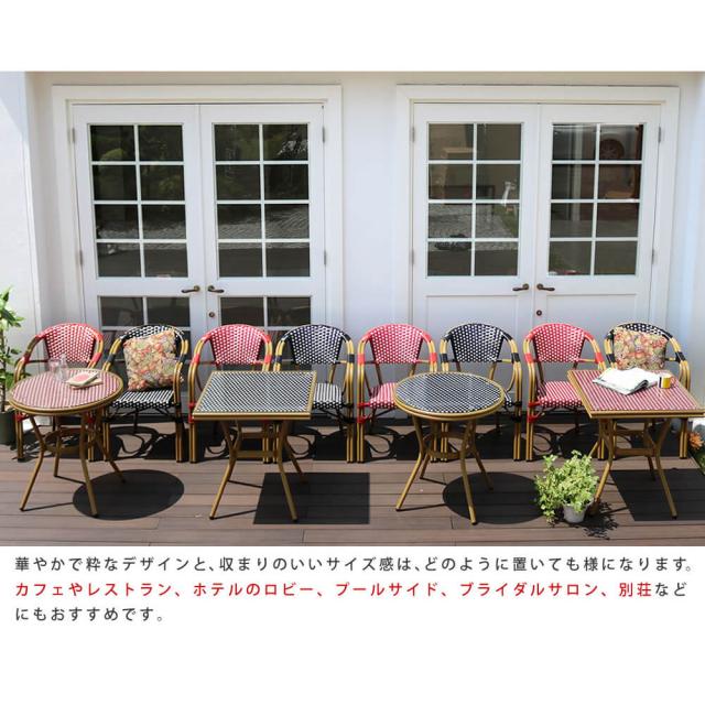 スクエアテーブル３点セット　簡単組立　カフェ　テラス　庭　椅子　アンティーク　インテリア　家具　送料無料_8