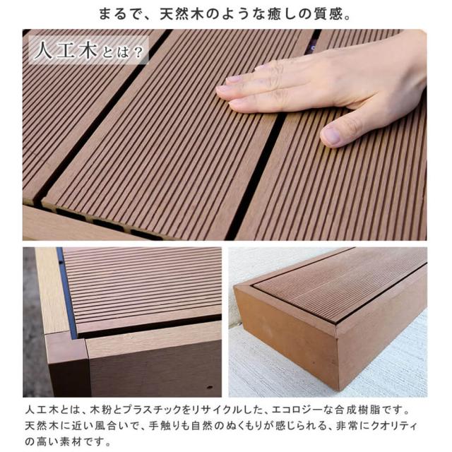 Ｅｃｏｆｅｅｌ（エコフィール）人工木ウッドデッキ　９０×９０ｃｍ　６台セット　手入れ簡単　人工木ウッドデッキ屋外用　送料無料_10
