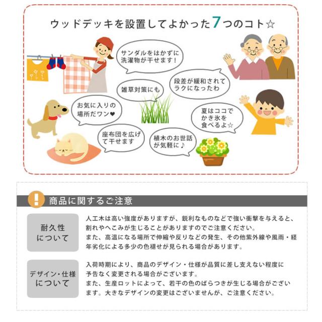Ｅｃｏｆｅｅｌ（エコフィール）人工木ウッドデッキ　９０×９０ｃｍ　６台セット　手入れ簡単　人工木ウッドデッキ屋外用　送料無料_15