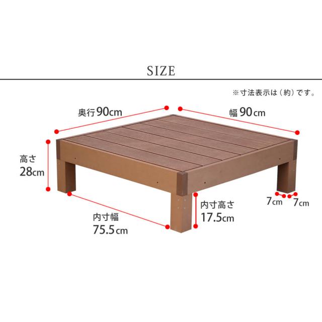 Ｅｃｏｆｅｅｌ（エコフィール）人工木ウッドデッキ　９０×９０ｃｍ　６台セット　手入れ簡単　人工木ウッドデッキ屋外用　送料無料_17