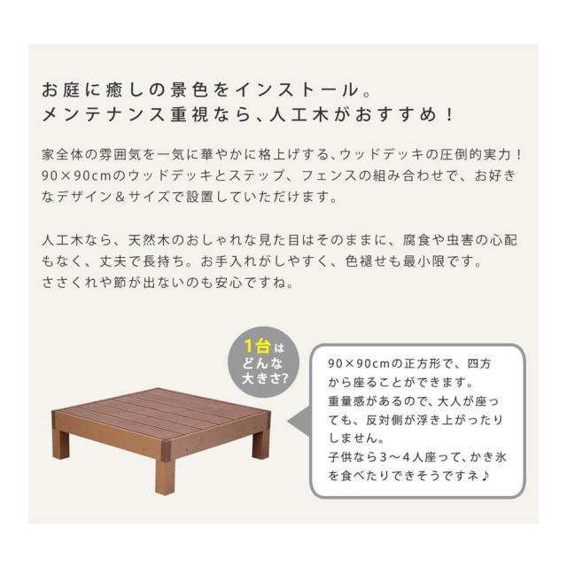 Ｅｃｏｆｅｅｌ（エコフィール）人工木ウッドデッキ　９０×９０ｃｍ　６台セット　手入れ簡単　人工木ウッドデッキ屋外用　送料無料_2