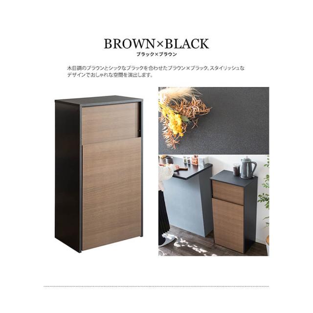 Ｓｋｏｎ（スコン）　キャスター付きダストボックス　４５Ｌ　ゴミ箱　４５リットル　木製　ダストボックス　キャスター付き　ブラウン_17