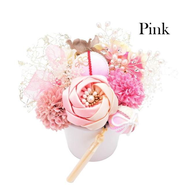 髪飾り　成人式　つまみ細工　振袖　前撮り　袴　花　かすみ草　ピンク　Ｕピン　ピンポンマム　かんざし　ウエディング　ブライダル_1