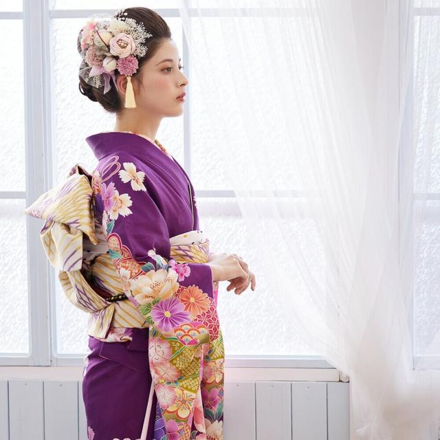 髪飾り　成人式　つまみ細工　振袖　前撮り　袴　花　かすみ草　ピンク　Ｕピン　ピンポンマム　かんざし　ウエディング　ブライダル_4