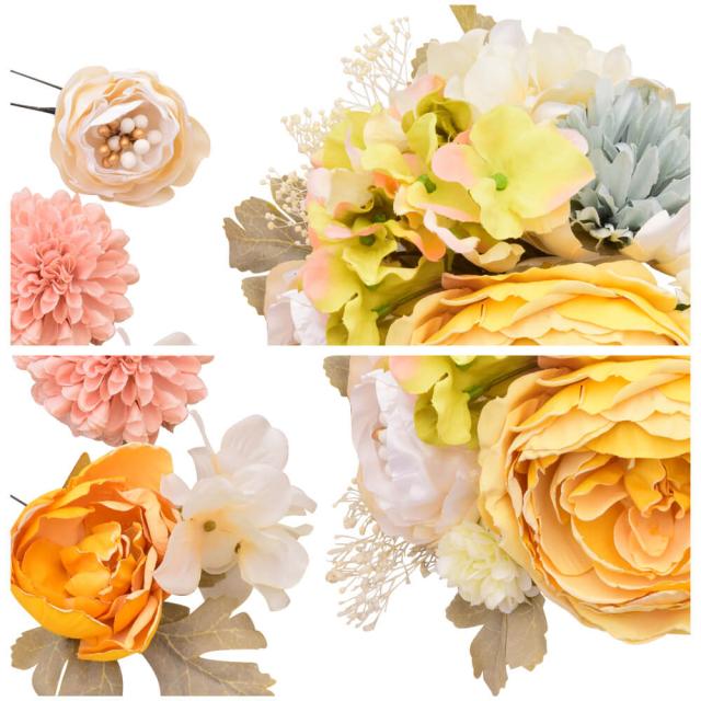 髪飾り　ヘッドドレス　４点セット　プリザーブドフラワー　かすみ草　成人式　イエロー　黄色　コーム　Ｕピン　結婚式　振袖　着物　袴 髪飾り ヘッドドレス 4点セット プリザーブドフラワー かすみ草 成人