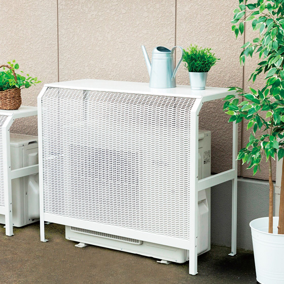 イワタニ 室外機カバー ナチュラル 大型サイズ  【 岩谷 スチール製 室外機カバー 日本製　106.5×43.5×94cm 大型 雨 雪 日よけ 室外機ラック エアコン エアコン室外機カバー 耐腐食 白 茶 】