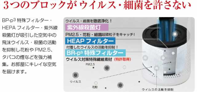 空気清浄機 レビレース ウイルス浄化 【 空気清浄 360°方向 空気循環