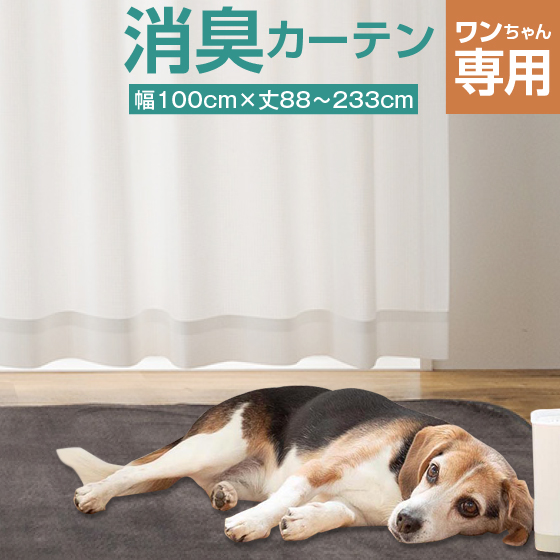 犬と暮らす 消臭 レースカーテン（ペリート2枚組）幅100×高113〜148cm消臭 カーテン レース 消臭機能 ペット臭 犬 イヌ 透けにくい ペット対策 消臭加工 臭い ペット 消臭カーテン よだれ 糞 尿 洗濯可
