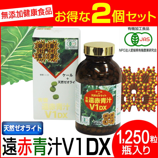 遠赤青汁 V1 DX 1250粒 ビン 2箱セット 有機ケール＋天然ゼオライト 1510-2