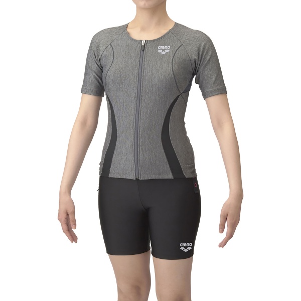 ARENA アリーナ フィットネスセパレーツ カバーバック ミドルレッグ 差し込みパッド 水泳 水着レディースフィットネス AS5SWF44L-GYBK