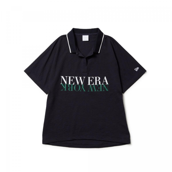 9*0様 【NEW ERA】半袖 スキッパー ポロシャツМ ニューエラ NEW ERA Women's 半袖 スキッパー ポロシャツ Seersucker