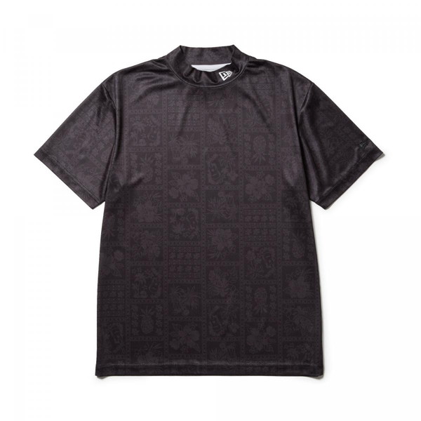 ニューエラ NEW ERA 半袖 鹿の子 ミッドネック Tシャツ Bandana All Over ブラック ゴルフ 14391503