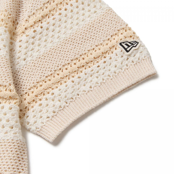 ニューエラ NEW ERA 半袖 サマーニット メッシュ ポロシャツ オフ