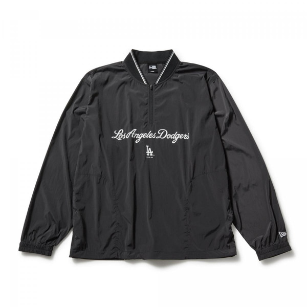 NEWERA  ニュー内鰓 NEW ERA ウーブン ティーシャツ ハーフジップ 天使の都市・ドジャース 黒いこと ゴルフ 14859893