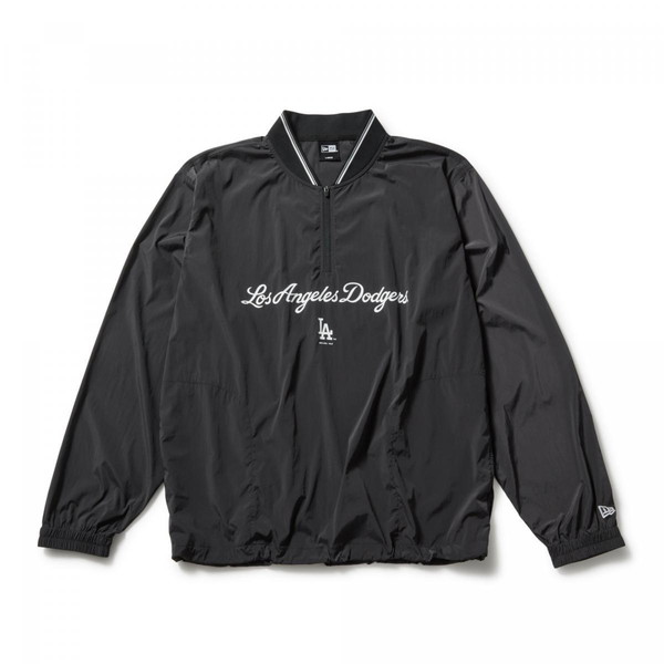 NEWERA  ニュー内鰓 NEW ERA ウーブン ティーシャツ ハーフジップ 天使の都市・ドジャース 黒いこと ゴルフ 14859893
