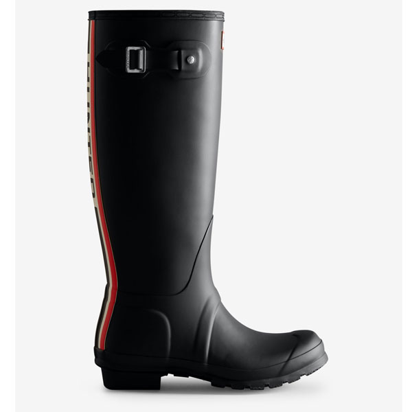 猟り人 HUNTER レディース トリコロール ロゴタイプ バックス落とし穴 トール 雨水 ブーツ WFT2353RMA-BLK