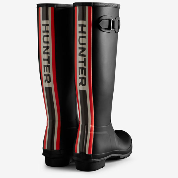 猟り人 HUNTER レディース トリコロール ロゴタイプ バックス落とし穴 トール 雨水 ブーツ WFT2353RMA-BLK