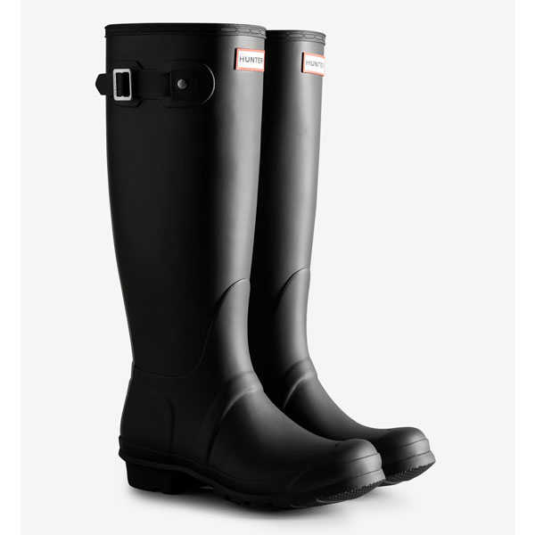 猟り人 HUNTER レディース トリコロール ロゴタイプ バックス落とし穴 トール 雨水 ブーツ WFT2353RMA-BLK