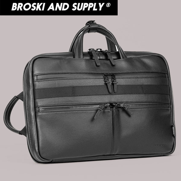 BROSKI 防水 本革 メンズ ビジネス ブリーフリュック BROSKI 防水 本革