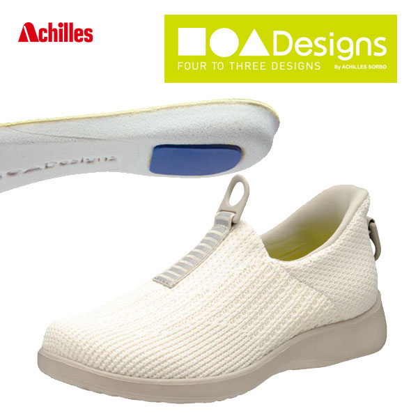 ACHILLES フォートゥースリーデザインズ 092 アイボリー レディース シューズ 靴 スリッポン CUD0920-IV