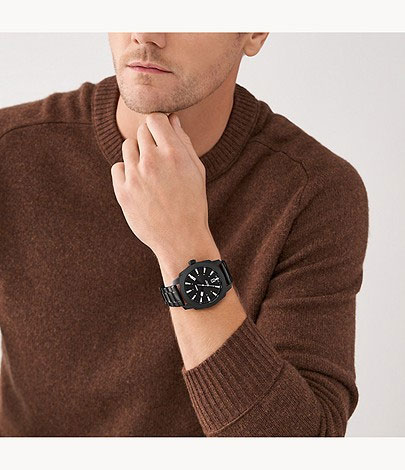フォッシル FOSSIL 腕時計 MACHINE 三針デイト ブラック ステンレススチールウォッチ FS5971 メンズ アナログ 正規品_1