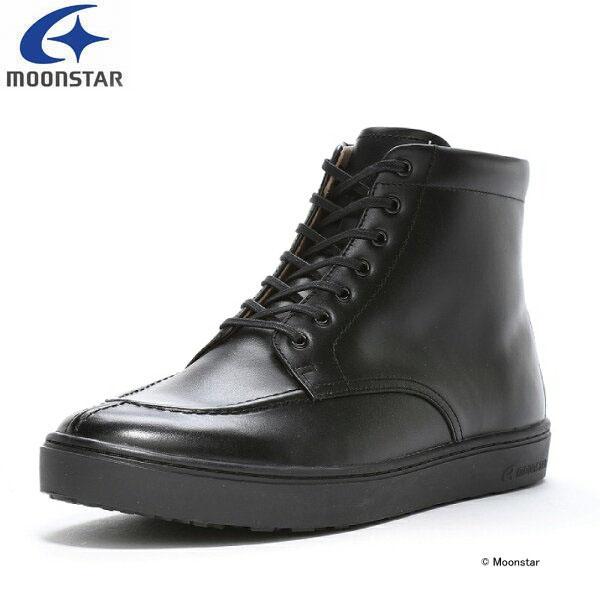 ムーンスター moonstar gently  メンズ カジュアル ブーツ スニーカー キルトタン GE110VG ブラック ジェントリー 幅広 4E ガラス防滑 透湿防水 抗菌防臭 黒