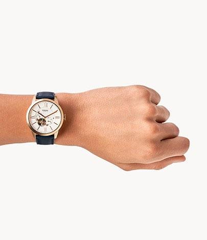 フォッシル FOSSIL 腕時計 TOWNSMAN オートマティック ネイビーレザー