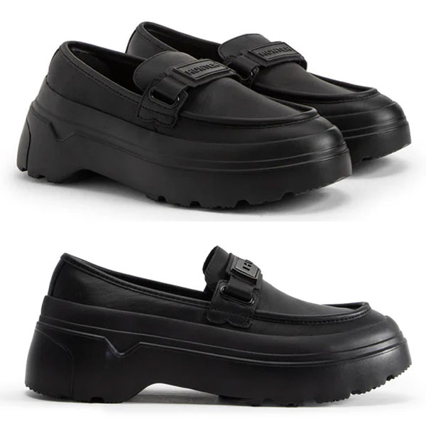 ハンター HUNTER リファインド エクスプローラー フラットフォーム ローファー シューズ UFF2251LEA-BLK