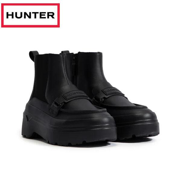 ハンター HUNTER ユニセックス リファインド チェルシー ローファー ブーツ ブラック UFS7125LEA-BLK ブーツ シューズ