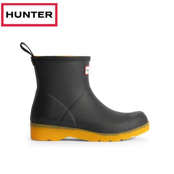 ハンター HUNTER レディース プレイ ショート トランスルーセント ソール ブーツ ブラック リッチオーカー WFS4001RMA-BOC シューズ