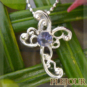 タンザナイトペンダント K18WG クロス 誕生石 ネックレス  アジアンフェアリー ペンダント/ プラチナ変更可能の通販はネックレス