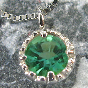 エメラルド・ペンダント・18金・一粒・ネックレス