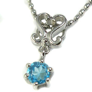 ブルートパーズ・ネックレス・18金・ハート・ペンダント・K18 ネックレス