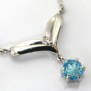 ブルートパーズ・ネックレス・ハート・ペンダント・18金