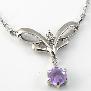 アメジスト・ネックレス・ペンダント・プラチナ・シンプルの通販は 26,412円