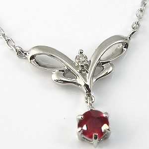 ルビー・ペンダント・プラチナ・シンプル・ネックレスの通販は