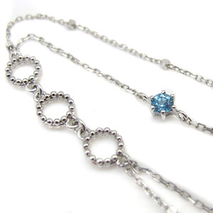 11月誕生石・ミル打ち・2連・18金・一粒・ブルートパーズ・ブレスレットの通販は