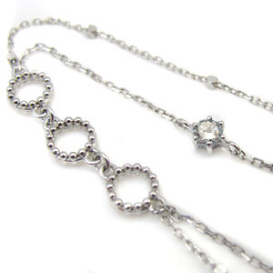 4月誕生石・ミル打ち・2連・18金・一粒・ダイヤモンド・ブレスレットの通販は 56,200円