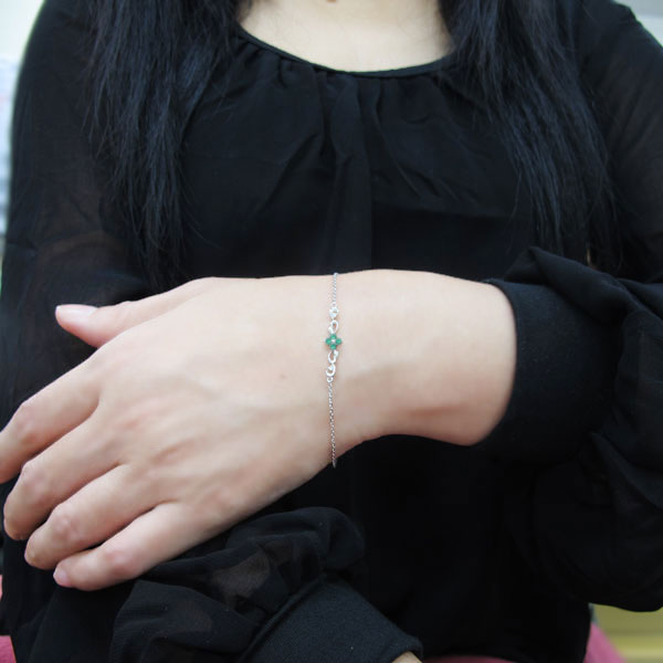 フラワーアンクレット エメラルドブレスレット 唐草 花 アラベスク 10金_1