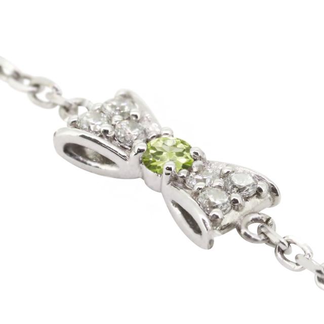 アンクレット ブレスレット レディース 誕生石 8月 ペリドット リボン 10金_3