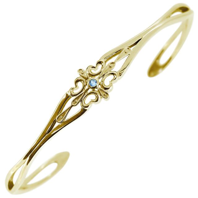 メンズ バングル クロス ブレスレット 10k 11月誕生石 ブルートパーズ メンズブレスの通販は