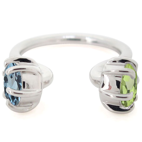 フープピアス 18k アクアマリンサンタマリア 小さめ イヤリング きれいめ ノンホールイヤリング K18 片耳_4