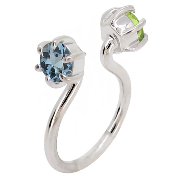 フープピアス 18k アクアマリンサンタマリア 小さめ イヤリング きれいめ ノンホールイヤリング K18 片耳_5