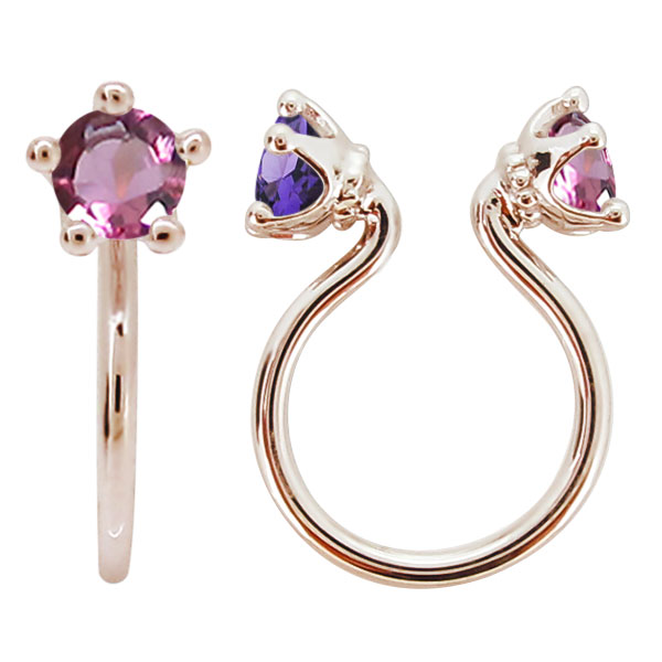 イヤーカフ シンプル レディース 王冠 ノンホールピアス 可愛い イヤリング おしゃれ 誕生石 ピンクトルマリン 片耳の通販は 22,875円