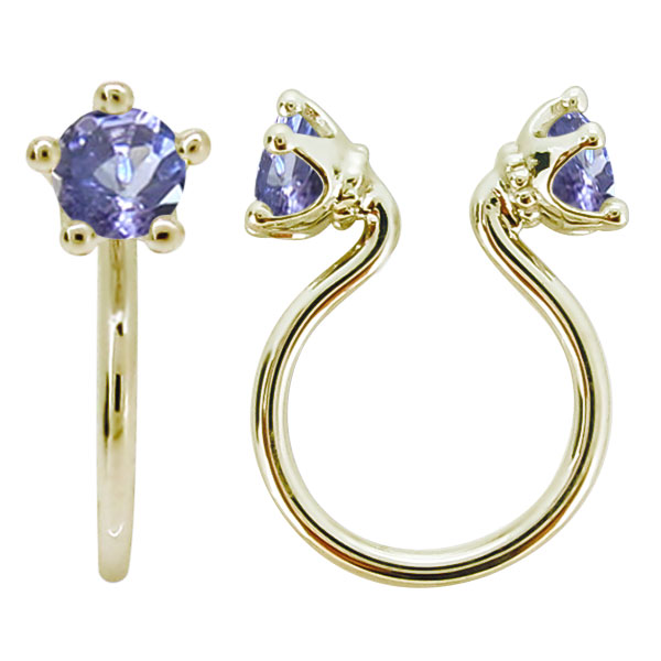 タンザナイト イヤリング k18 王冠 クラウン ノンホールピアス ピンクゴールド 18k イヤーカフ 片耳